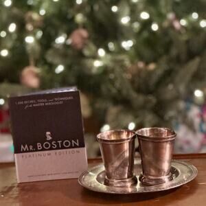 Elegant Copper Julep Cup Gift Set with Mr. Boston Platinum Edition